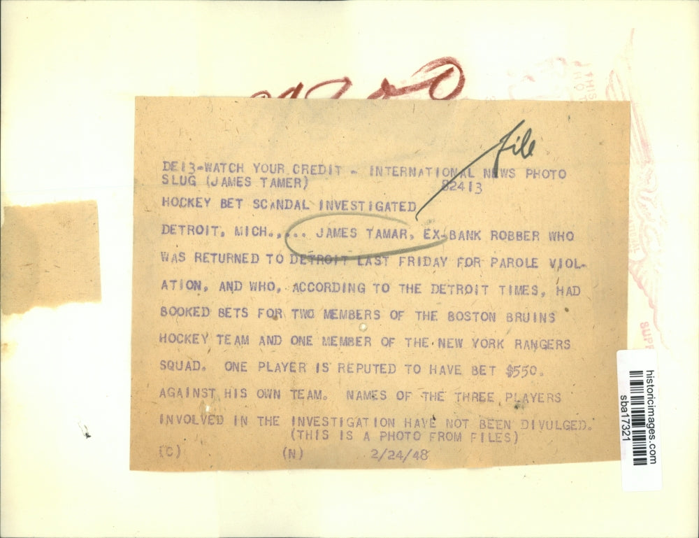 1948 Press Photo James Tamar ex bank robber returned to Detroit - sba17321