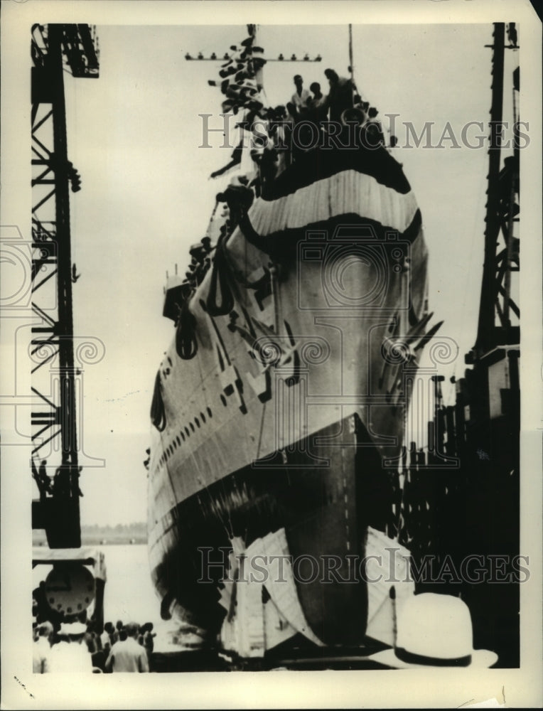 1940 Press Photo The Destroyer &quot;Grayson&quot; Is Launched in Charleston SC Navy Yard- Historic Images