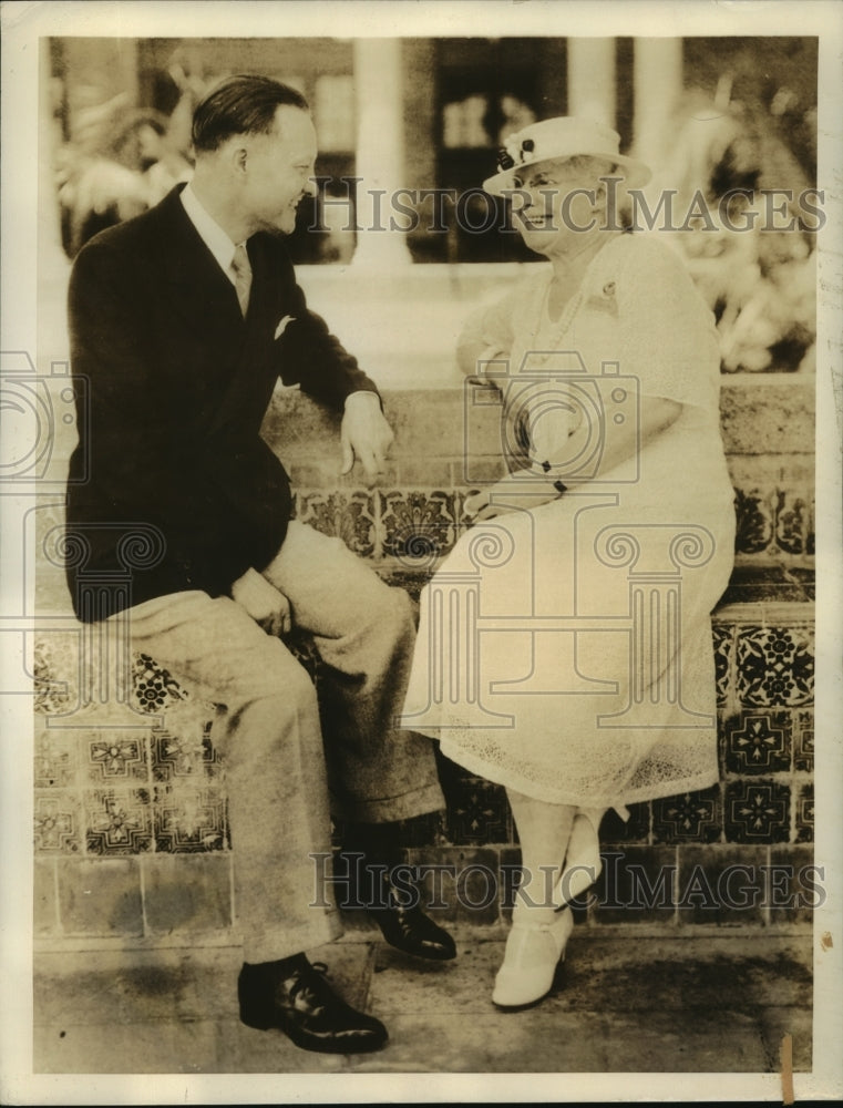 1935 Press Photo Congressman Josh Lee With Mrs. B. F. Langworthy In Miami, FL