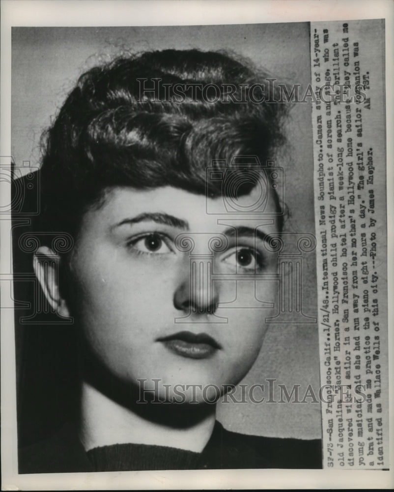 1948 Press Photo Pianist Jacqueline Horner run away from Home with Wallace Well