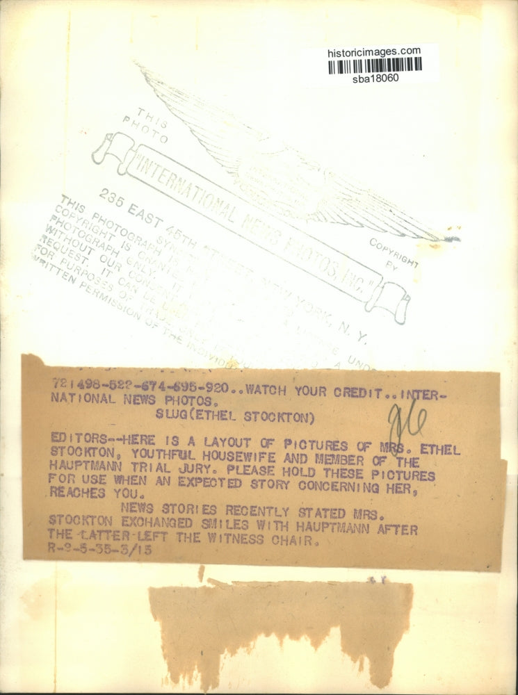 1935 Press Photo Ethel Stockton, a youthful member of the Hauptman Trial Jury