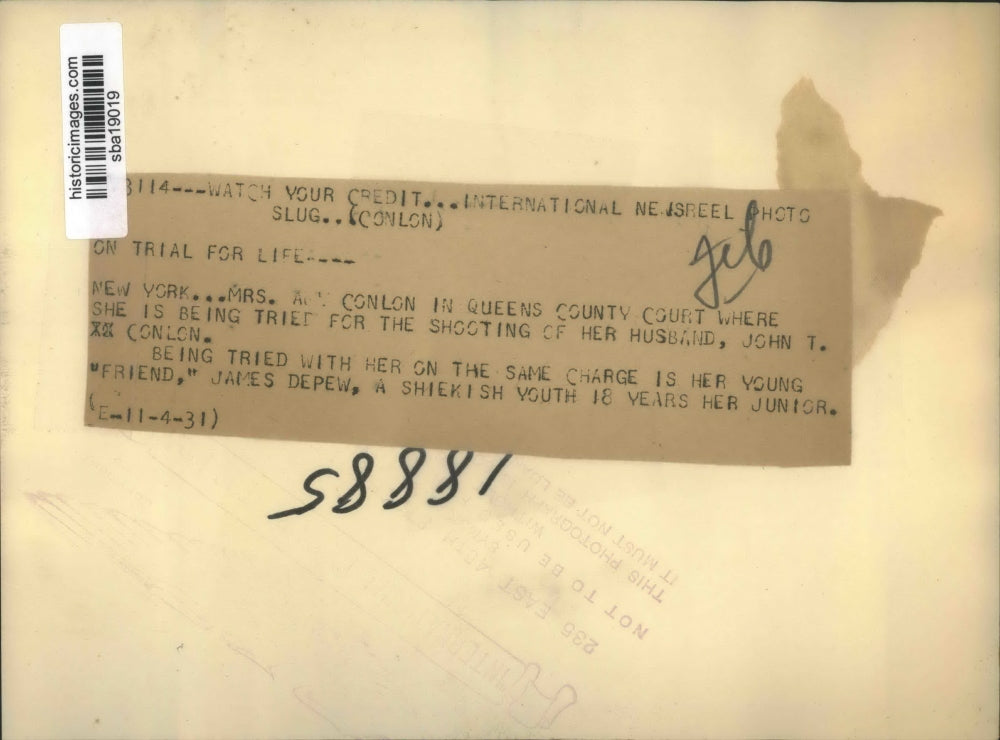 1931 Press Photo Mrs. Ann Conlon being tried for the shooting of her husband