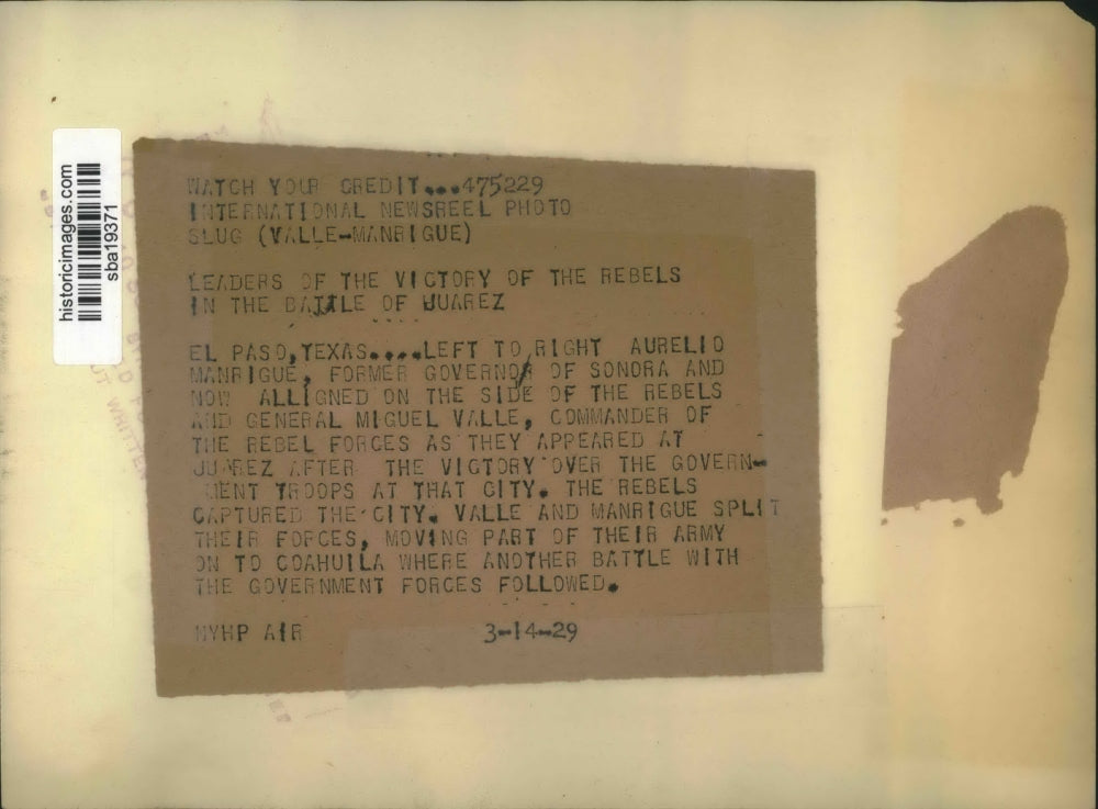 1929 Press Photo Commanders of Rebel Forces lead victory on Battle of Juarez