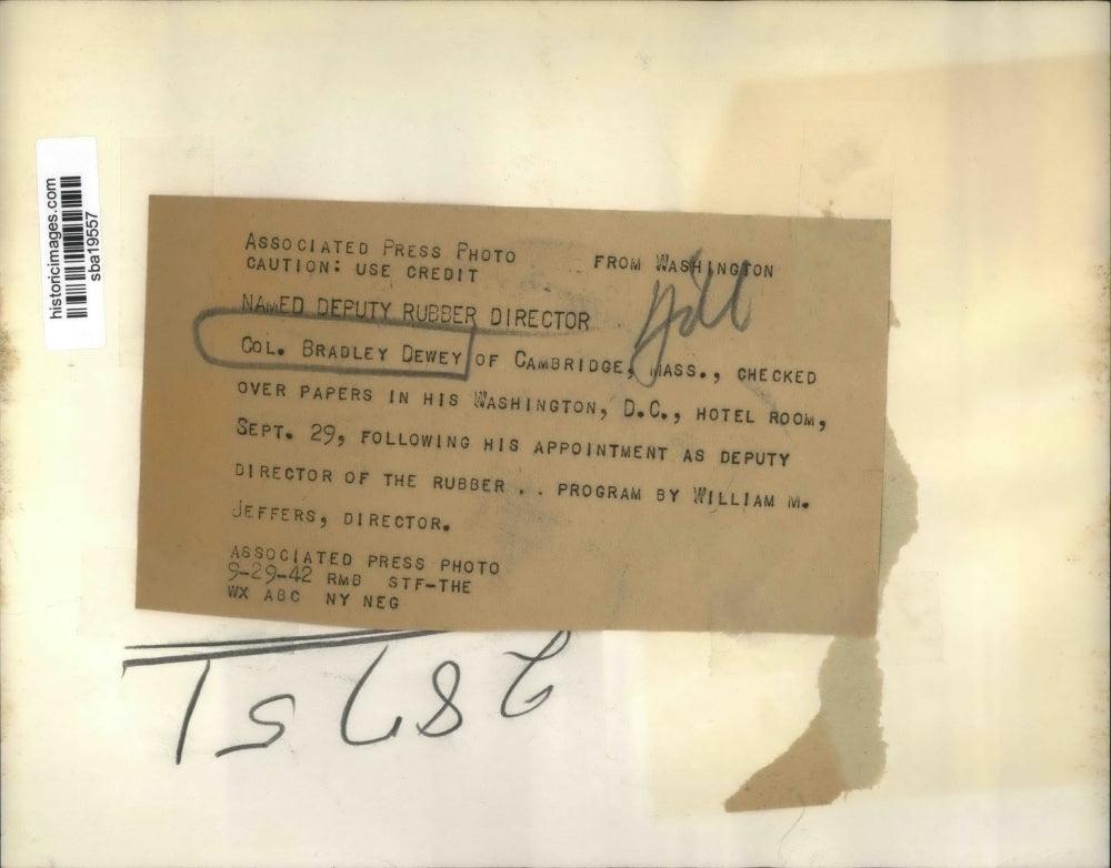 1942 Press Photo Colonel Bradley Dewey named director of the Rubber Program