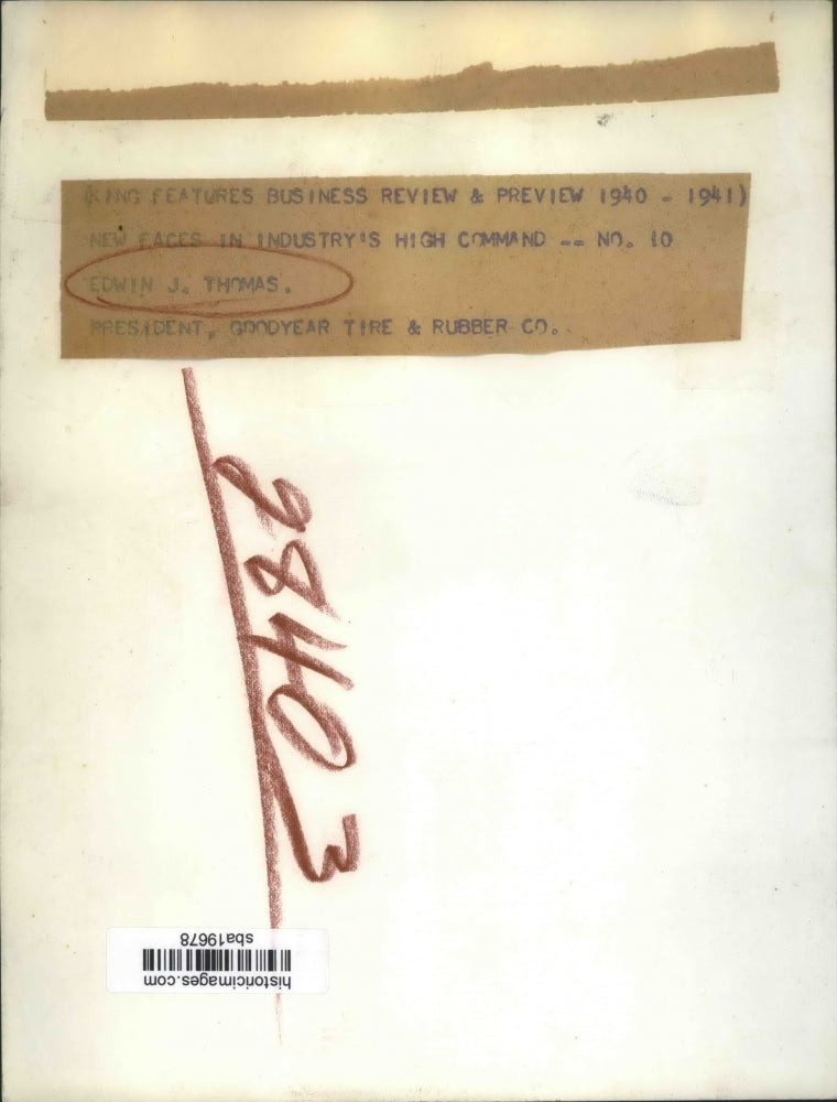 1940 Press Photo Edwin J Thomas president Goodyear Tire & Rubber Co - sba19678