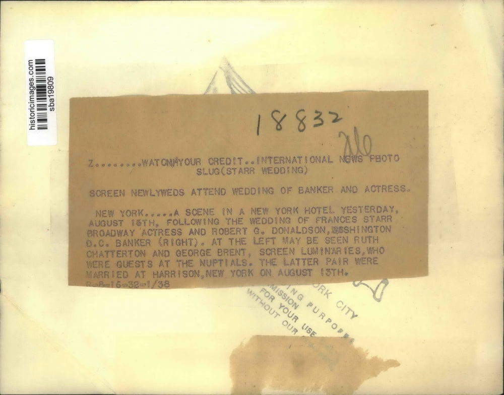 1932 Press Photo Wedding of Actress Frances Starr and Banker Robert G Donaldson