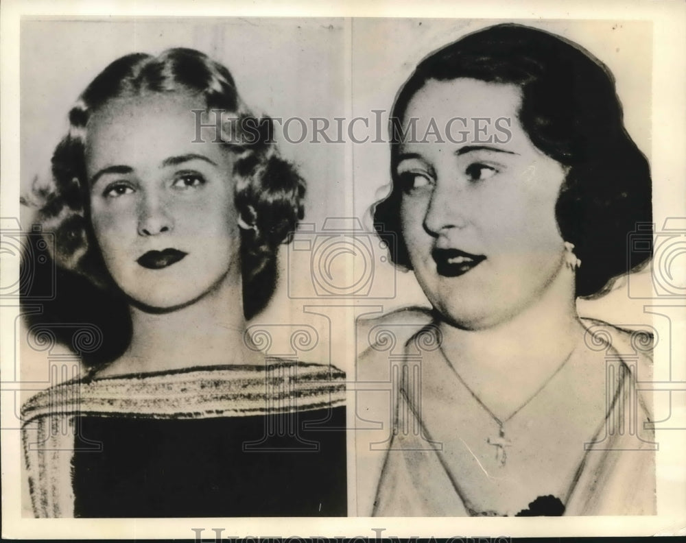 1938 Press Photo Leslie Laughlin, Elizabeth Jacques bridal attendants