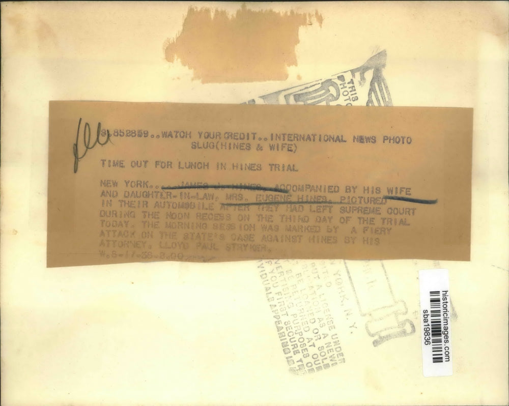 1938 Press Photo James J Hines & wife & daughter in law Mrs Eugene Hines