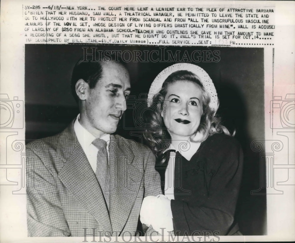 1955 Press Photo Barbara O'Brien pleas court to permit husband to accompany her