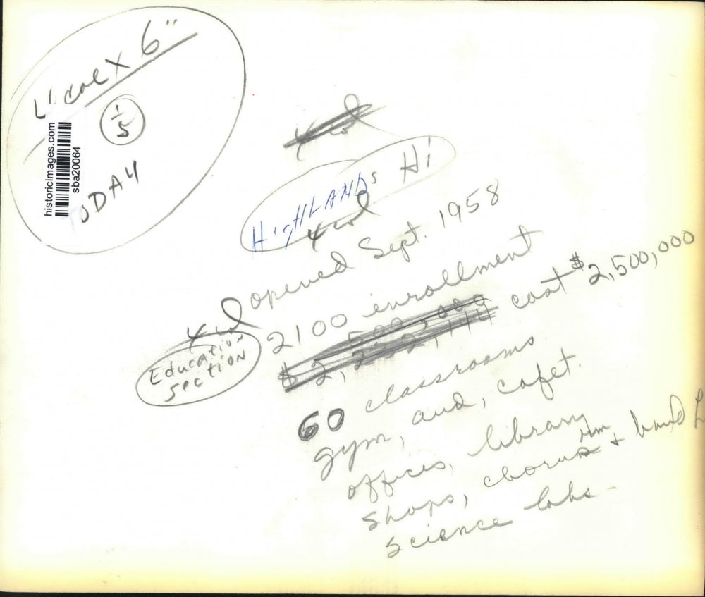 1958 Press Photo HIghland High School Has 2100 Enrolled Students Cost $2,500,000