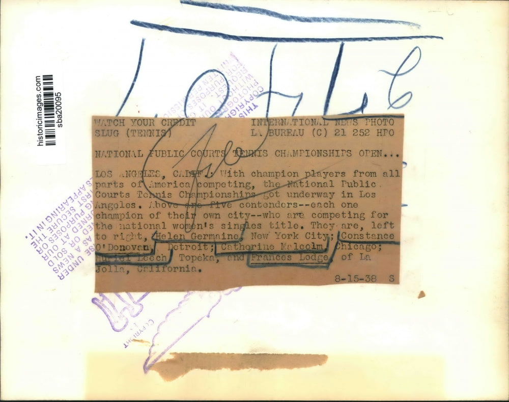 1938 Press Photo Five contenders in the National Public Courts Championships