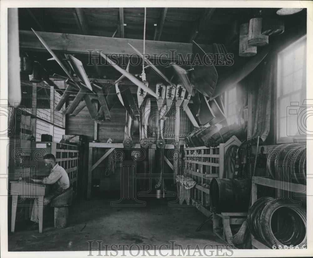 Press Photo Stock room of Engine Department at Kelly Air Base - sba20182