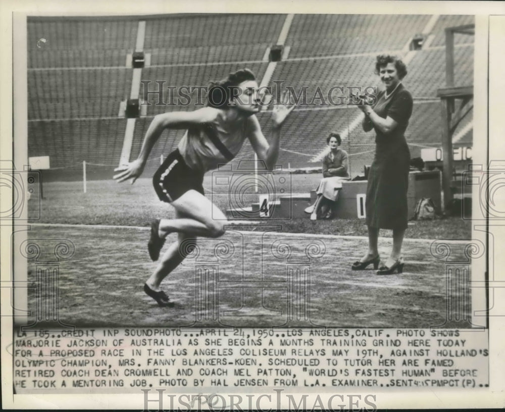 1950 Press Photo Marjorie Jackson begins training for proposed race - sba20410