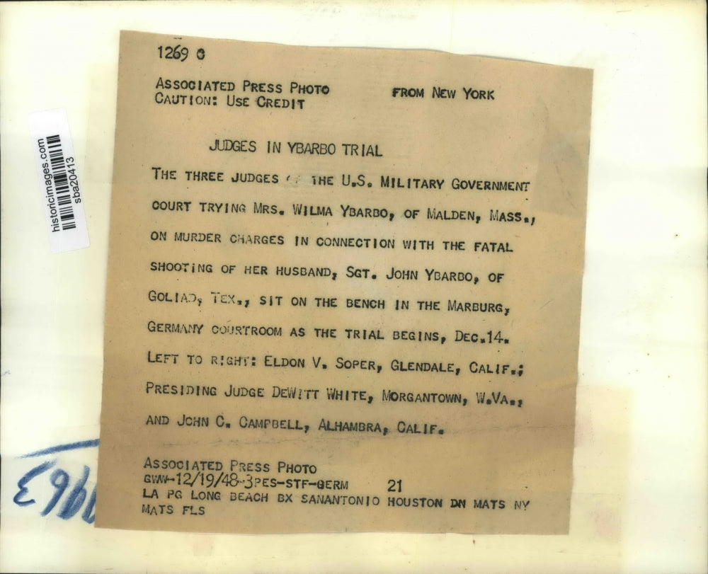 1948 Press Photo The three judges of the Wilma Ybarbo murder trial - sba20413