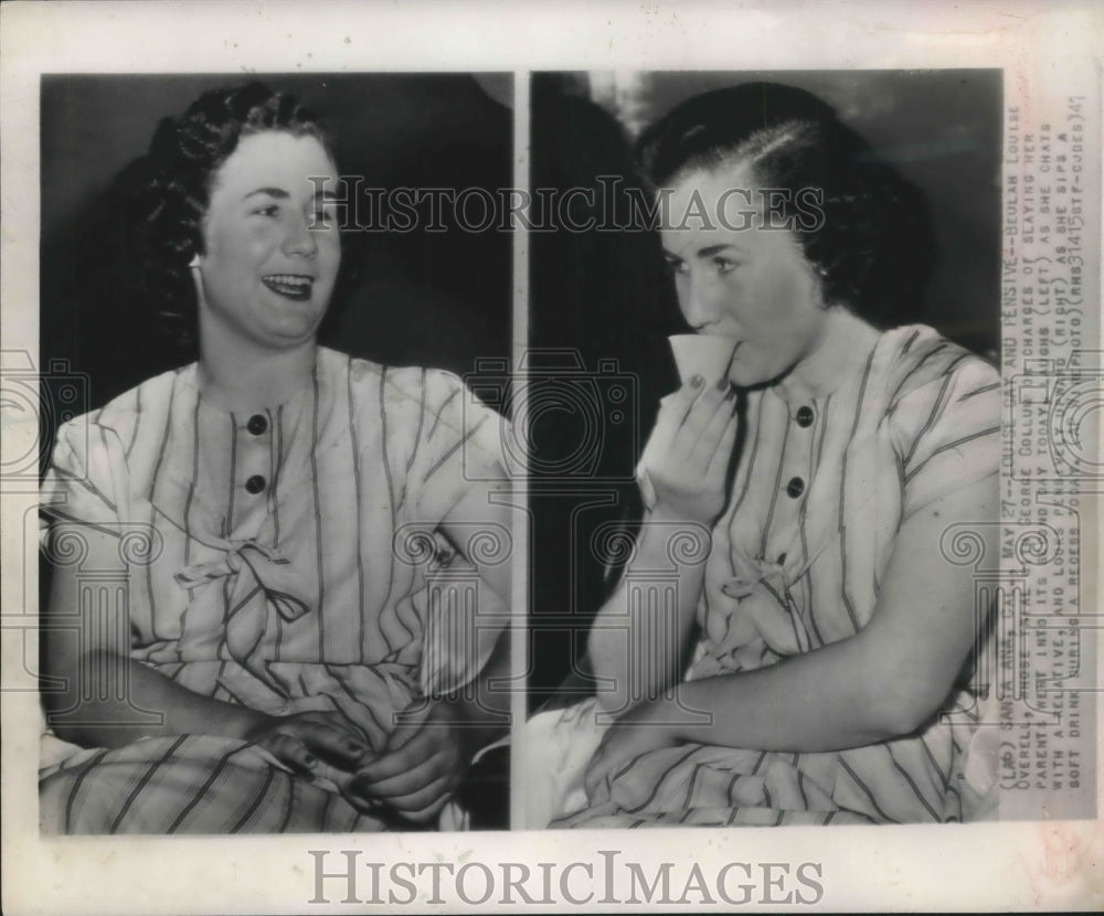 1947 Press Photo Study of Beulah Overell who is charged with slaying her parents