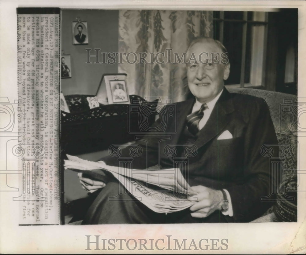 1958 Press Photo Harlow Curtice, Genral Motor's head celebrates 65th birthday
