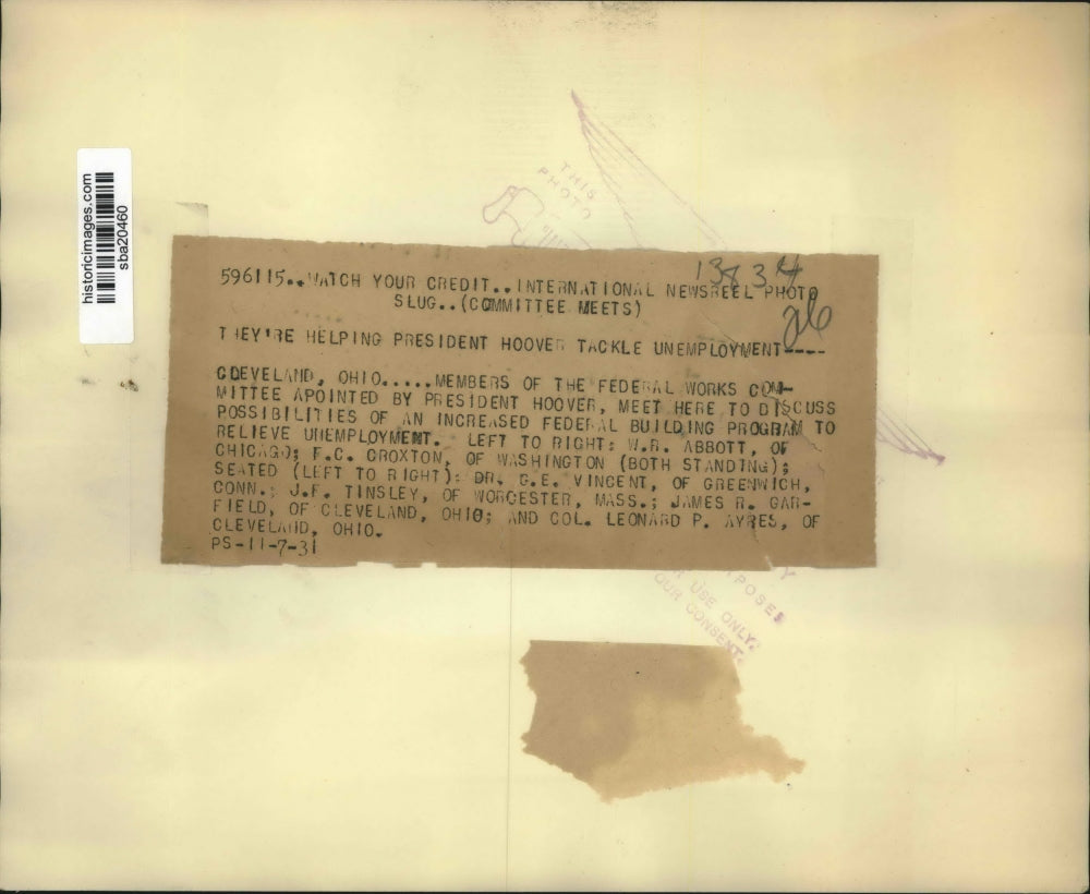 1931 Press Photo Federal Works Committee members named by President Hoover