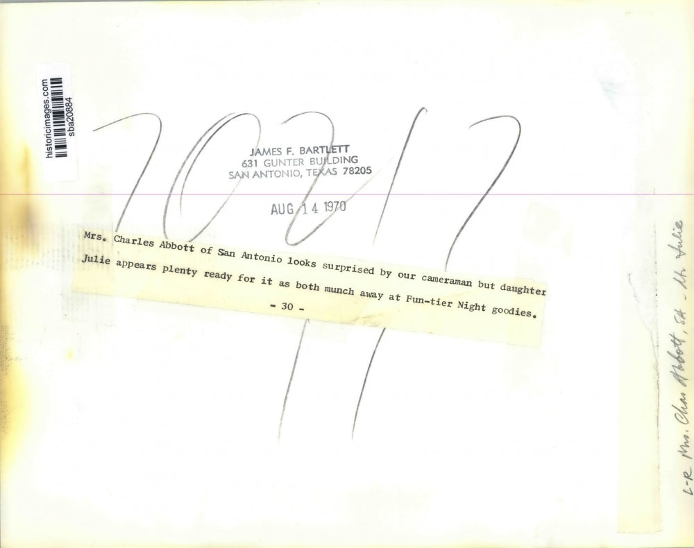 1970 Press Photo Mrs Charles Abbott & daughter Julie at Fun tier Night party