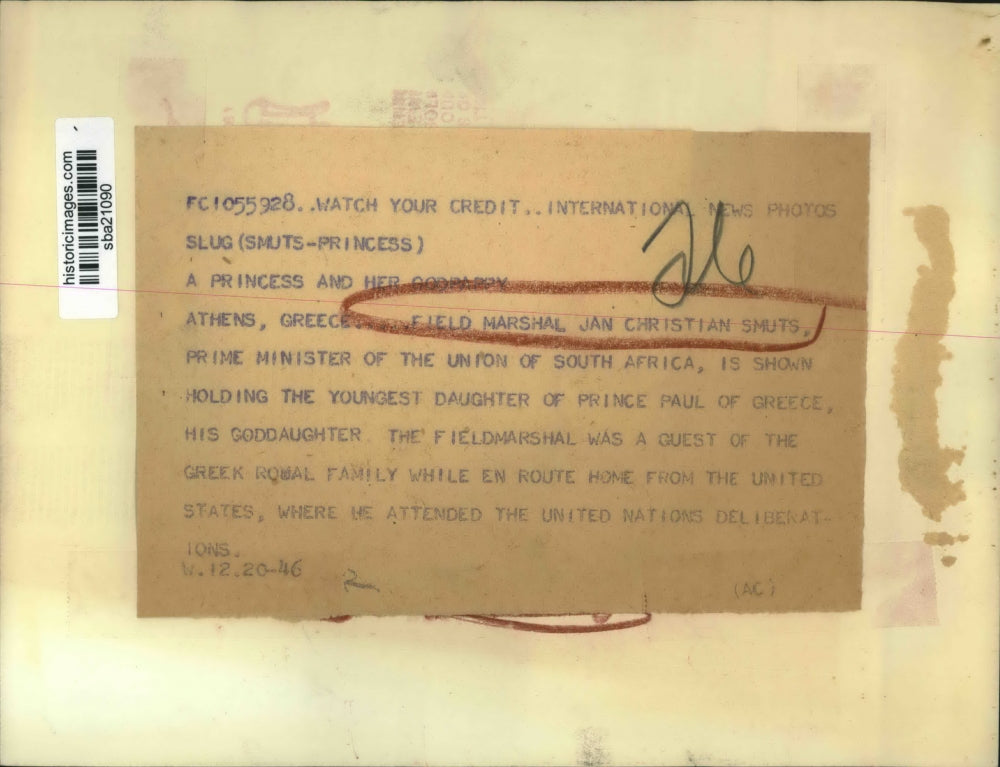 1946 Press Photo Field Marshal Jan Christian Smuts Prime Minister South Africa