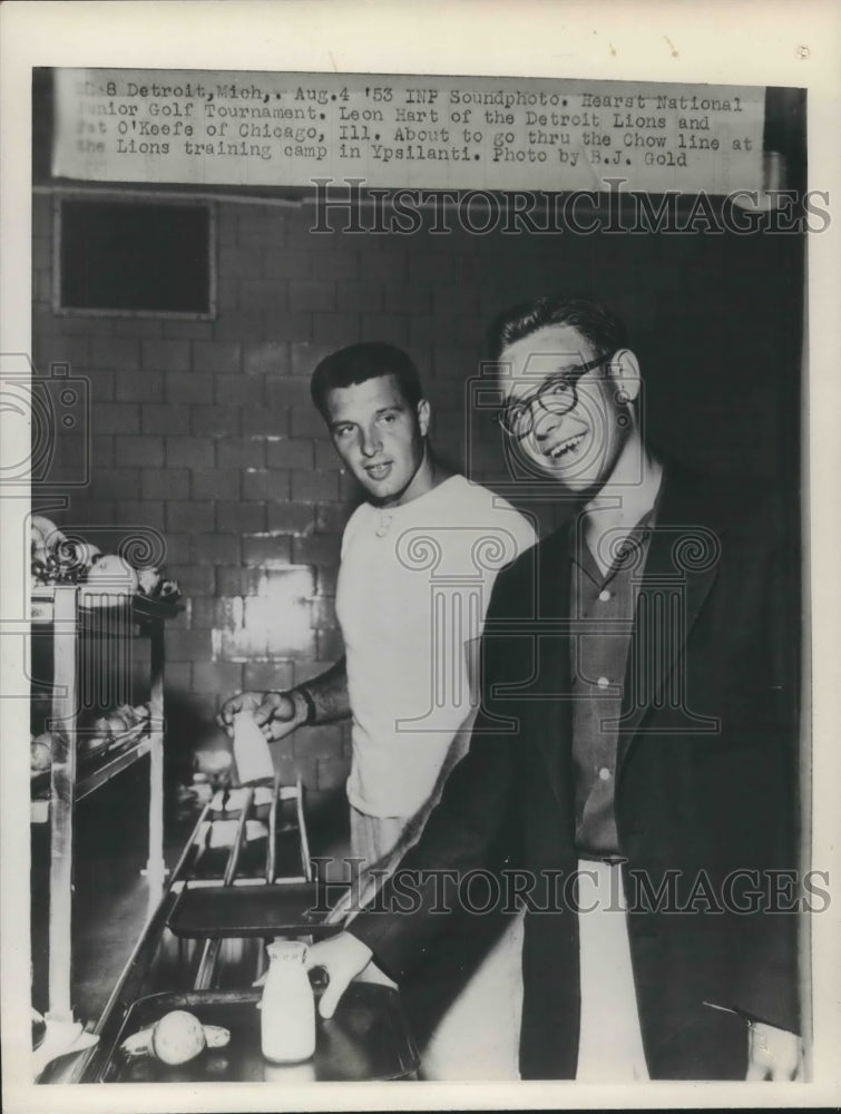 1953 Press Photo Hearst National Jr Golf tournament Leon Hart &amp; Pat O&#39;Keefe- Historic Images