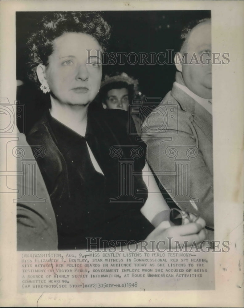 1948 Press Photo Elizabeth T. Bentley witness in Congressional Red Spy Hearing