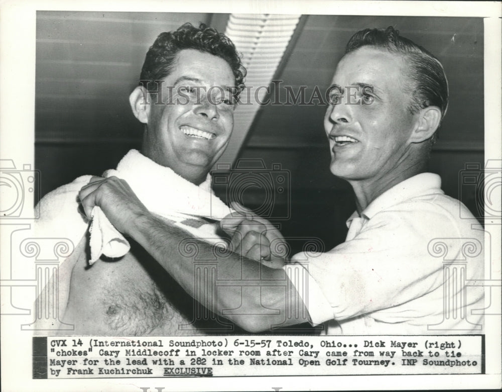 1957 Press Photo Dick Mayer & Cary Middlecoff at National Open Golf Tourney