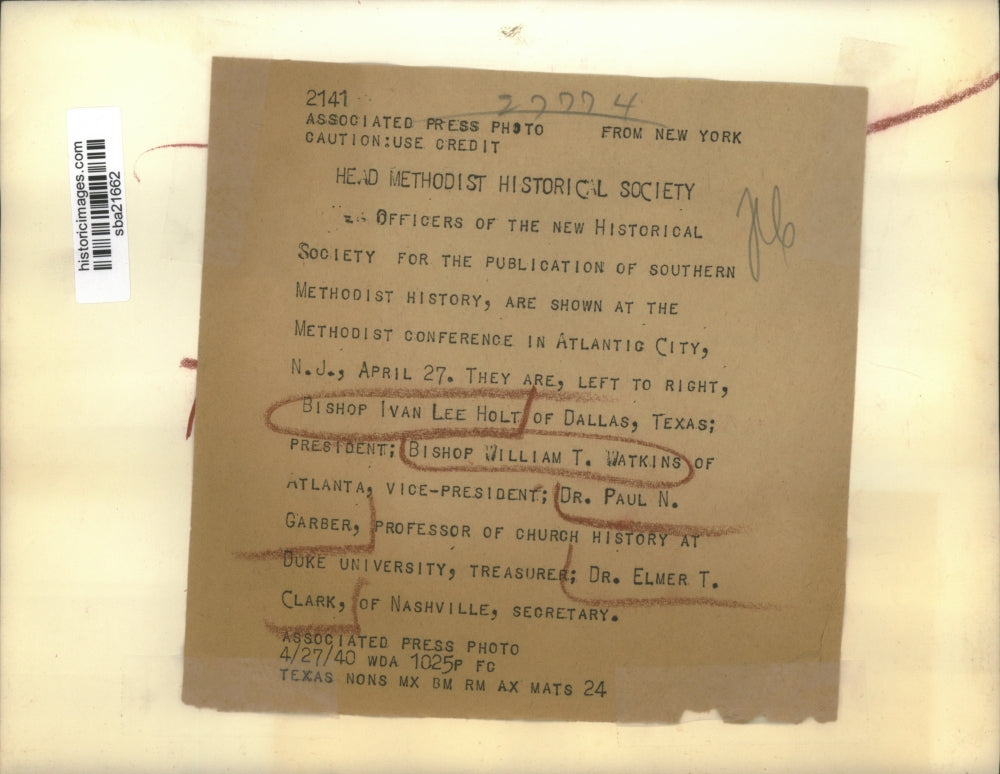 1940 Press Photo S Methodist conference BishopIban Lee Holt and others meet