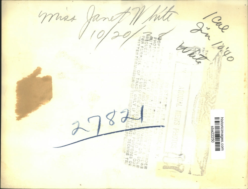 1938 Press Photo Ms Janet White - sba22250