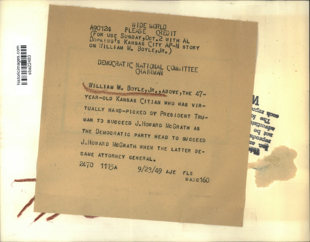 1949 Press Photo Democratic party head William Boyle Jr. - sba22483