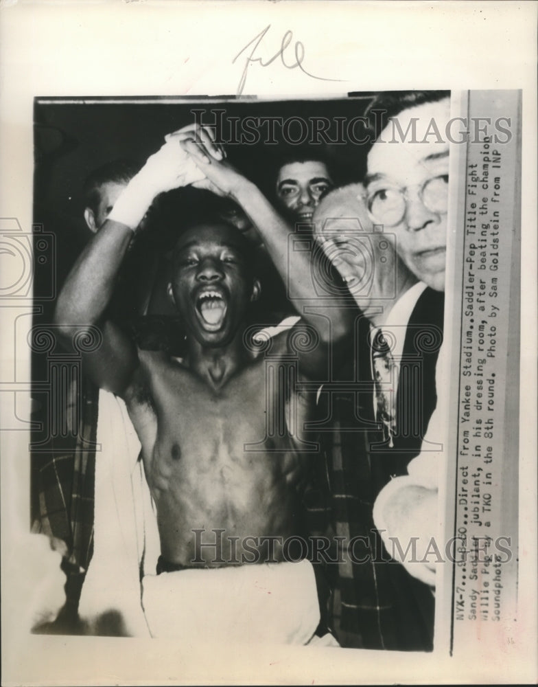 1950 Press Photo Sandy Saddler beat Willie Pep by a TKO in the 8th round
