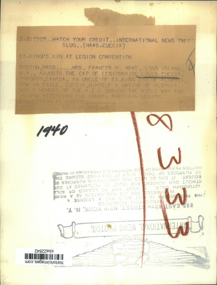 1924 Press Photo Louis Cuccia Uncle of Ex-King Attends Legion Convention