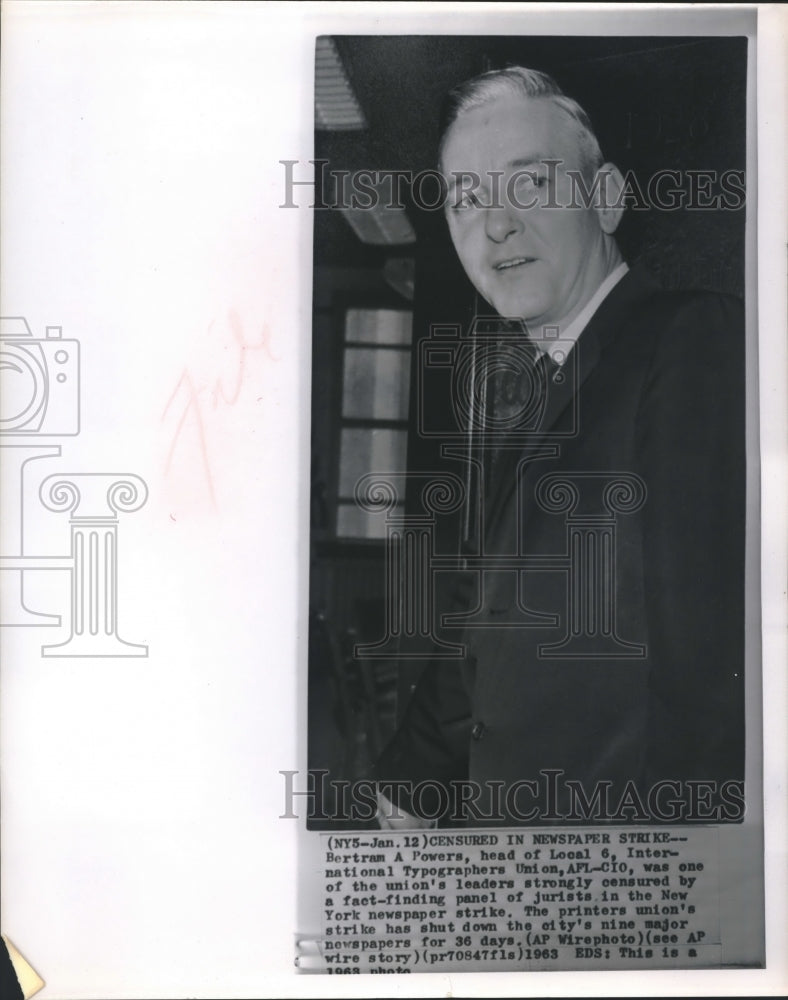 1968 Press Photo Bertram A Powers head of Local 6 Intnl Typographers Union