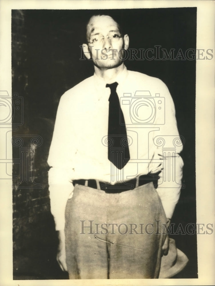 1933 Press Photo Mark Shank arrested for poisoning the Colley Family in Arkasas