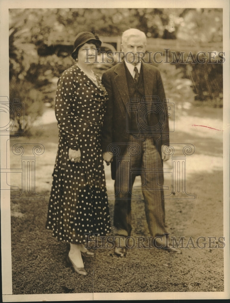 1933 Press Photo Sen. Thomas J. Walsh with his wife after the civil ceremony- Historic Images