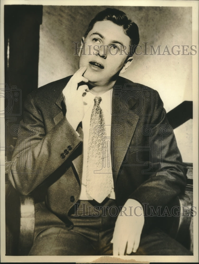 1938 Press Photo James Warren Crabb charged of Manslaughter on witness stand