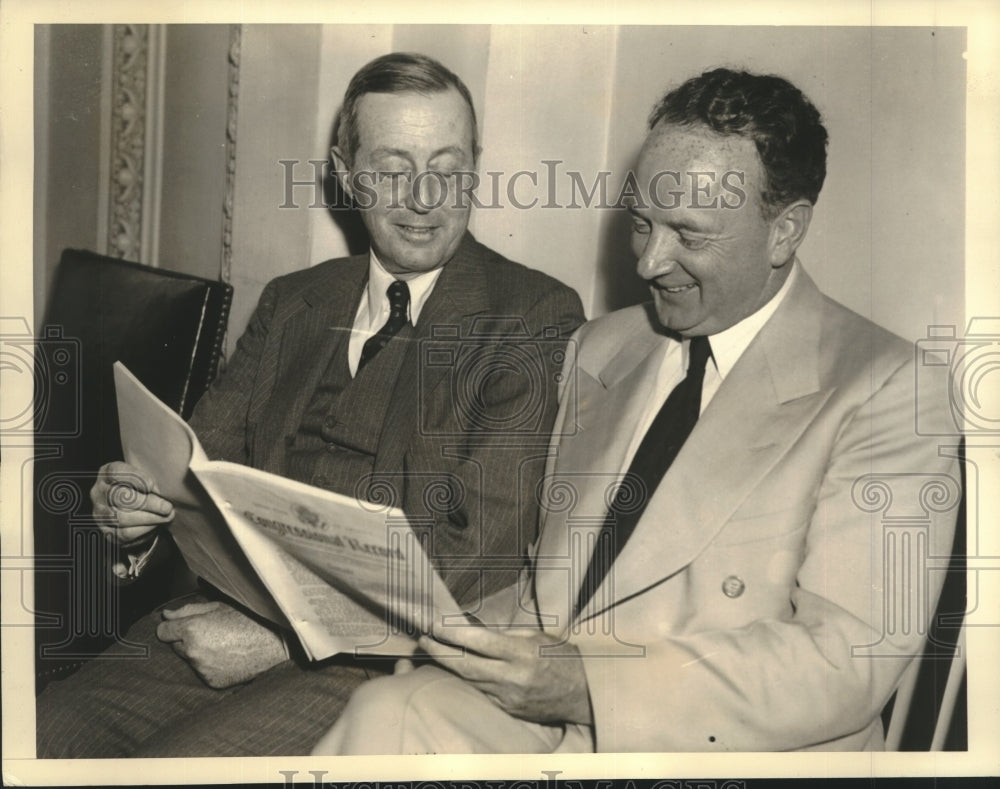1939 Press Photo Senators Peter Gerry And Harry Byrd Looks At Tax Revision Bill