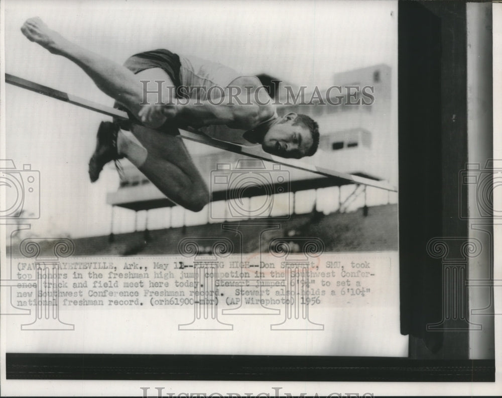 1956 Press Photo Don Stewart took top honors at Freshman High Jump Competition