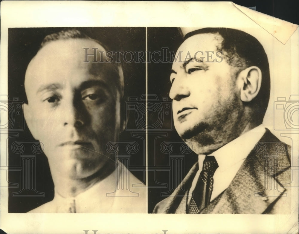 1935 Press Photo Joseph Fisher and uncle Jules Fisher under tax evasion battles