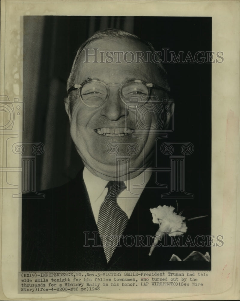 1948 Press Photo President Truman Victory Rally in His Honor Thousands Attend