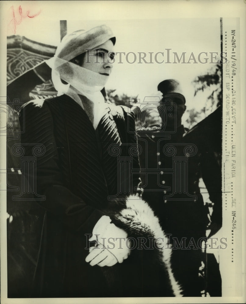 1948 Press Photo Close up view of Queen Farida of Egypt - sba24627