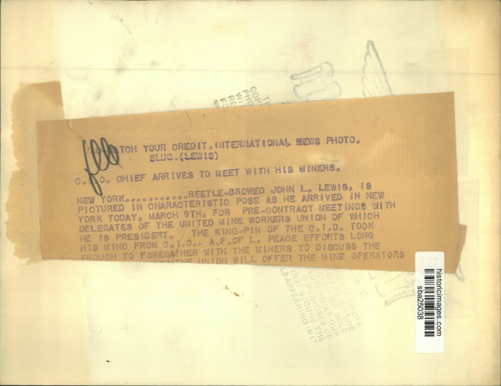 Press Photo John Lewis of United Mine Workers Union arrives to meet with miners