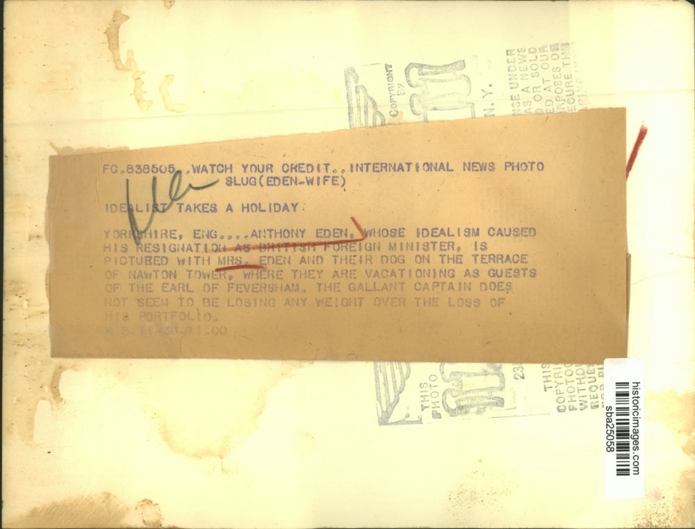 1938 Press Photo Anthony Eden With Wife Resigned As British Foreign Minister