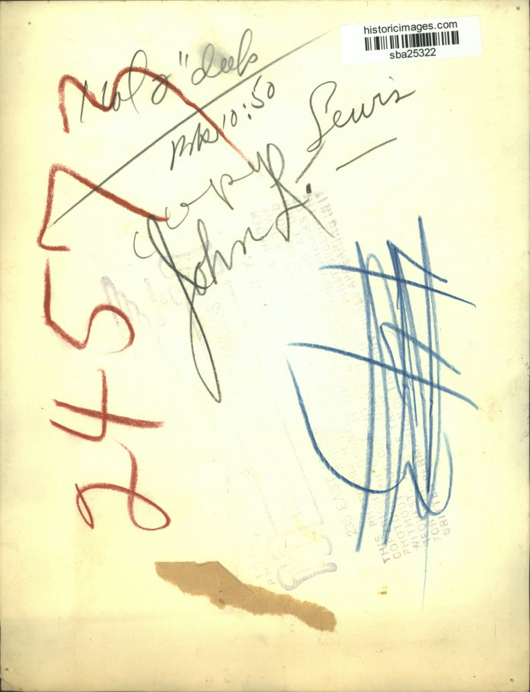 Press Photo John L. Lewis talks in front of the NBC microphone - sba25322