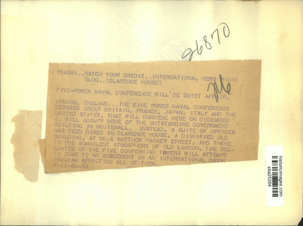 1935 Press Photo The Five Power Naval Conference at the Clarence House, London