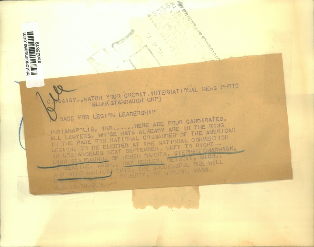 1938 Press Photo Candidates for National Commander of the American Legion