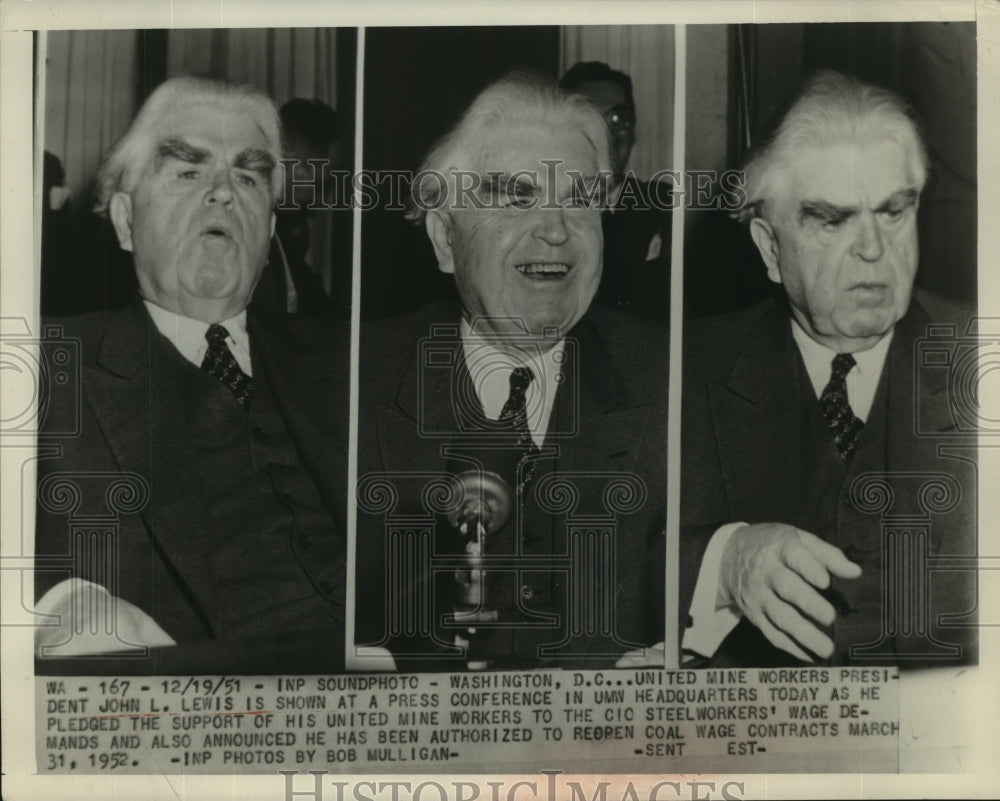 1951 Press Photo John Lewis announces support to Steel workers wage demands