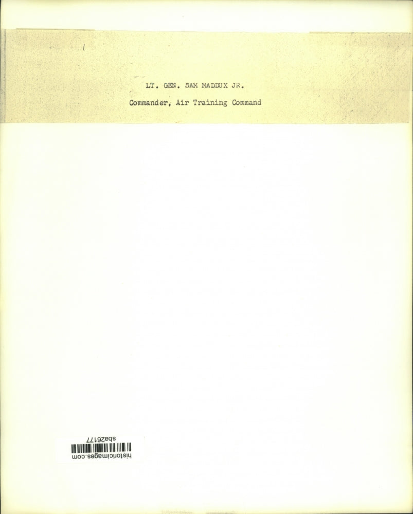 Press Photo Lt Gen Sam Maddux Jr Commander Air Training Command - sba26177