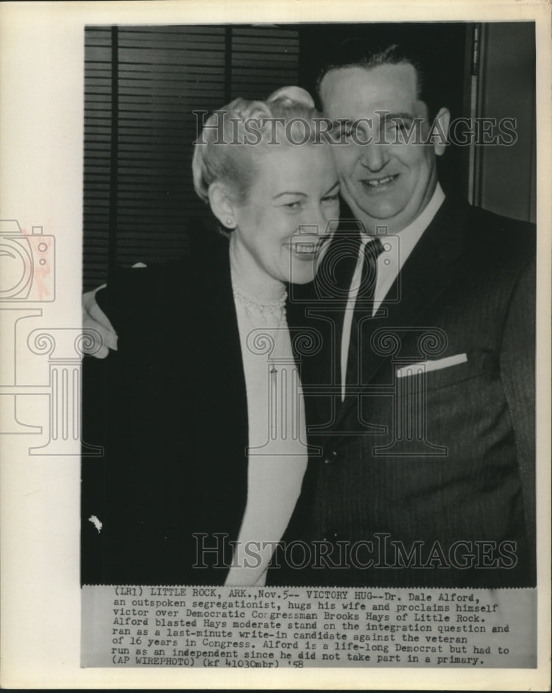 1958 Press Photo Dr Dale Alford declares victory over Brooks Hays for Congress
