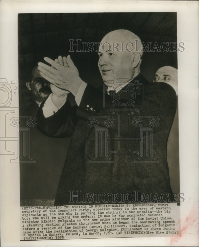 1955 Press Photo Nikita Khrushchev nominated by Bulganin to Prime Minister