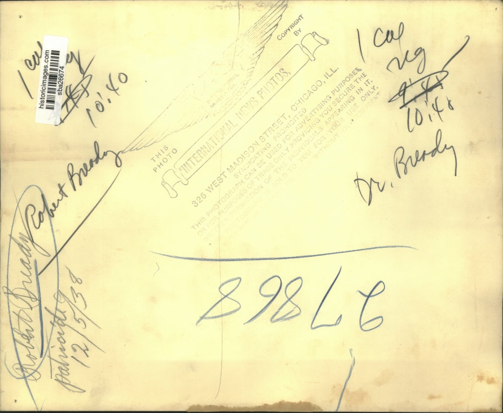 1938 Press Photo Robert Brady - sba26674